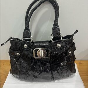 Guess Shiny Black Shoulder Bag